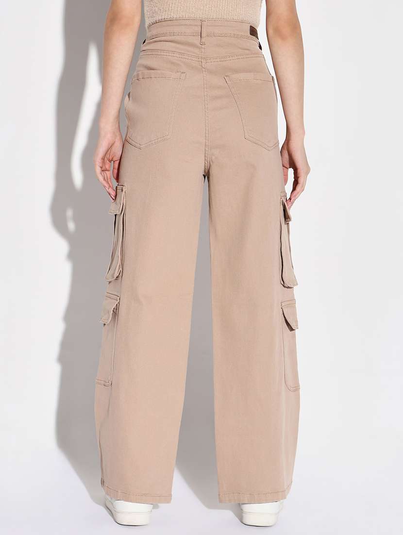 women solid high rise cargo - 21632655 -  Standard Image - 3