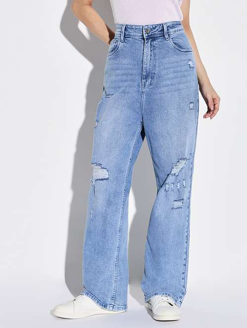 women  distress mid rise denim jeans - 21632656 -  Standard Image - 0