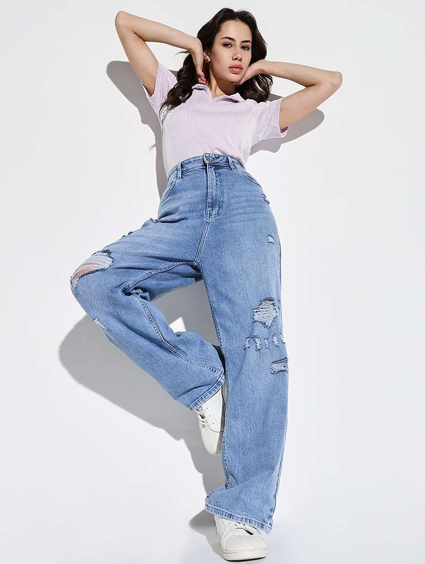 women  distress mid rise denim jeans - 21632656 -  Standard Image - 5