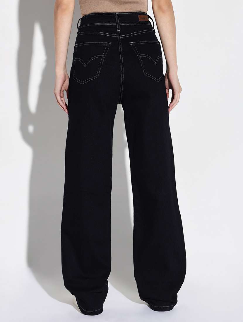 women plain wide leg denim jeans - 21632661 -  Standard Image - 3