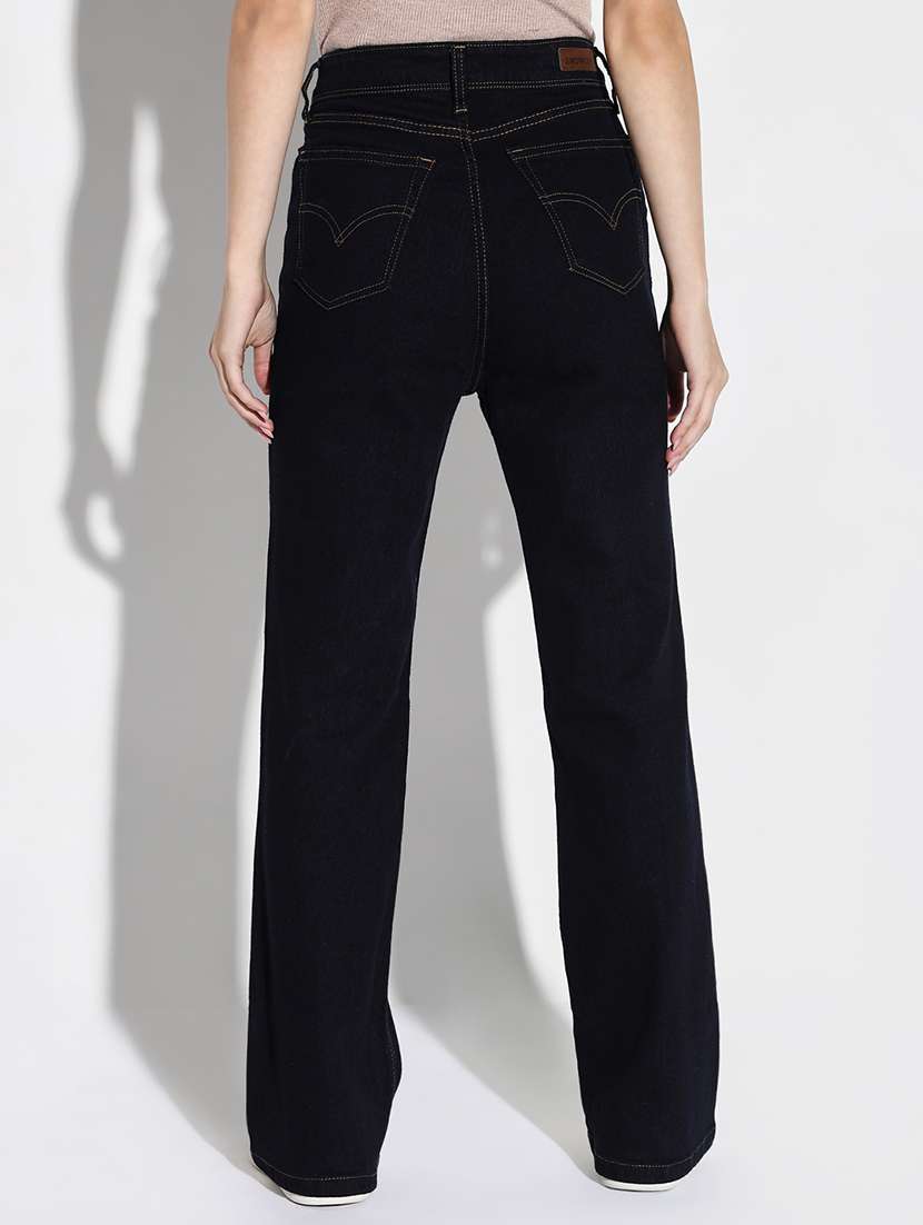 women plain high rise denim jeans - 21632665 -  Standard Image - 3