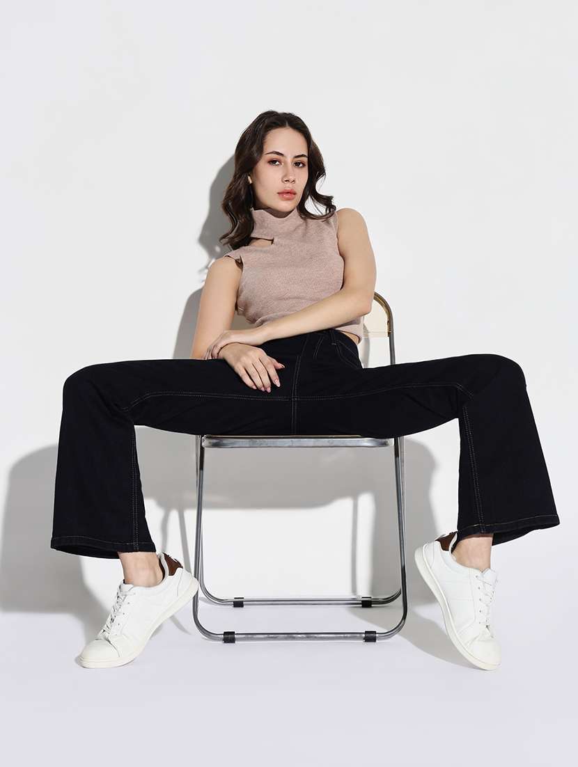 women plain high rise denim jeans - 21632665 -  Standard Image - 5