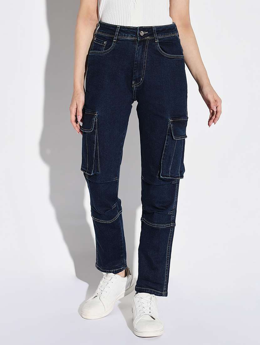 women solid high rise cargo