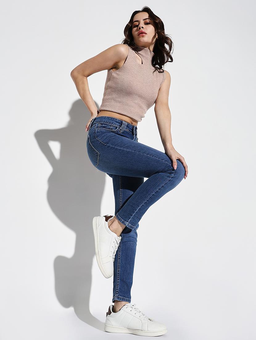 women plain slim fit denim jeans - 21632671 - Standard Image - 5