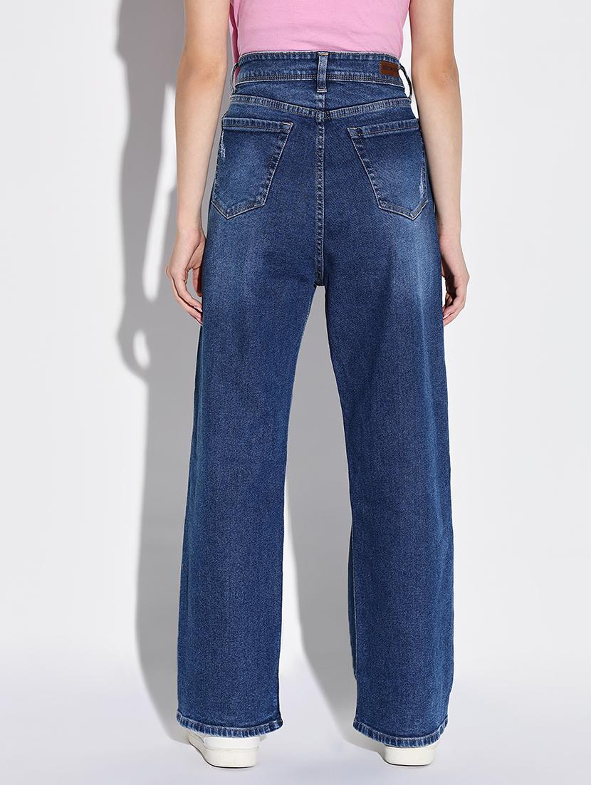 women solid high rise wide leg jean - 21632675 - Standard Image - 3