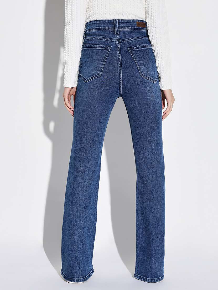 women plain high rise denim jeans - 21632676 -  Standard Image - 3