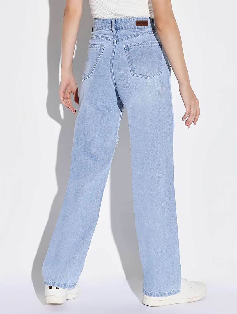 women distress mid rise denim jeans - 21632679 - Standard Image - 3