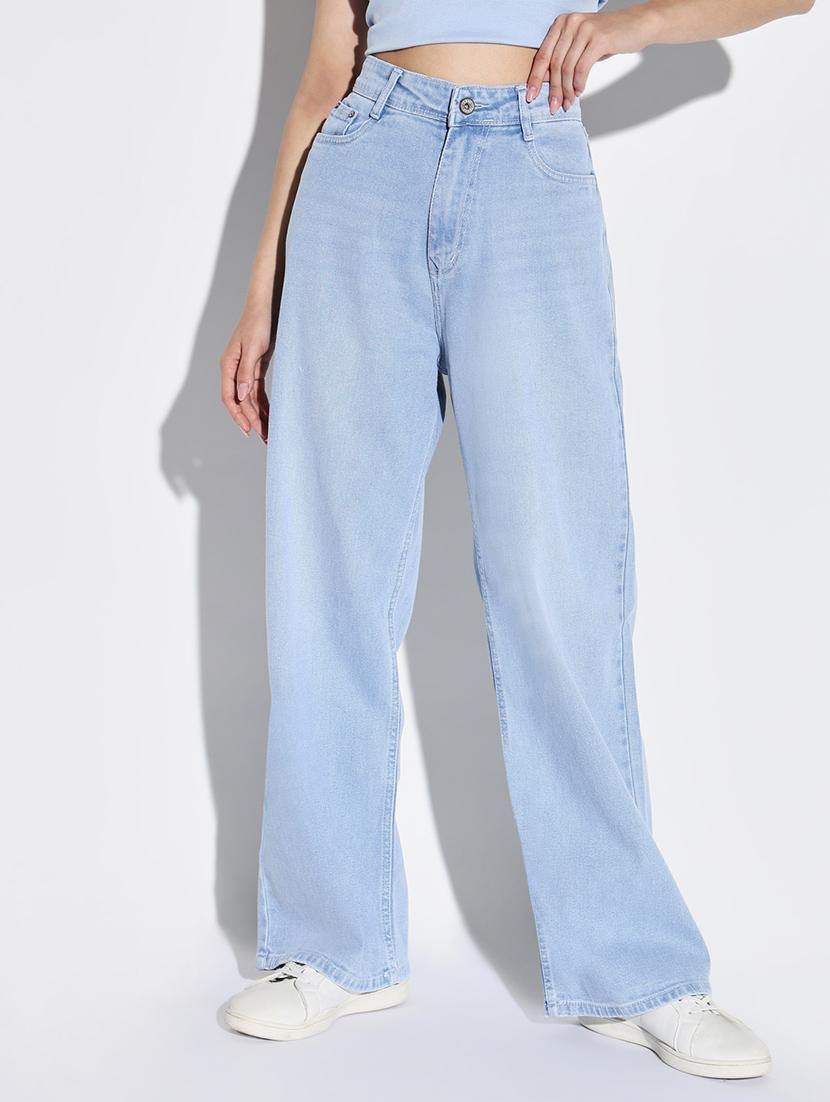 women solid high rise wide leg jean - 21632688 - Zoom Image - 0