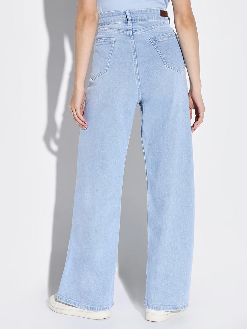 women solid high rise wide leg jean - 21632688 - Standard Image - 3