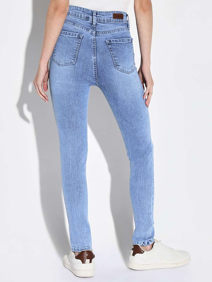 women distress mid rise denim jeans - 21632689 -  Standard Image - 3