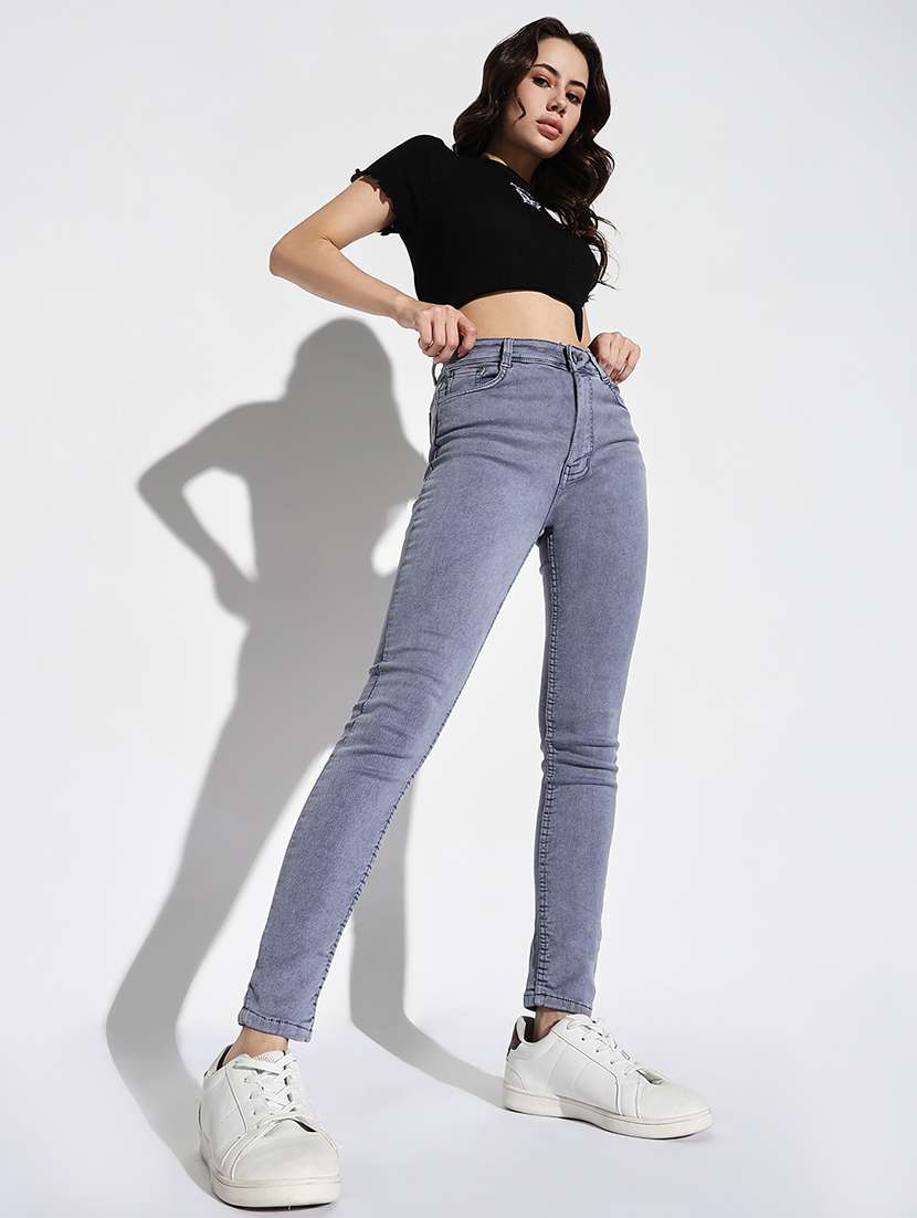 women plain skinny fit denim jeans - 21632692 -  Standard Image - 5