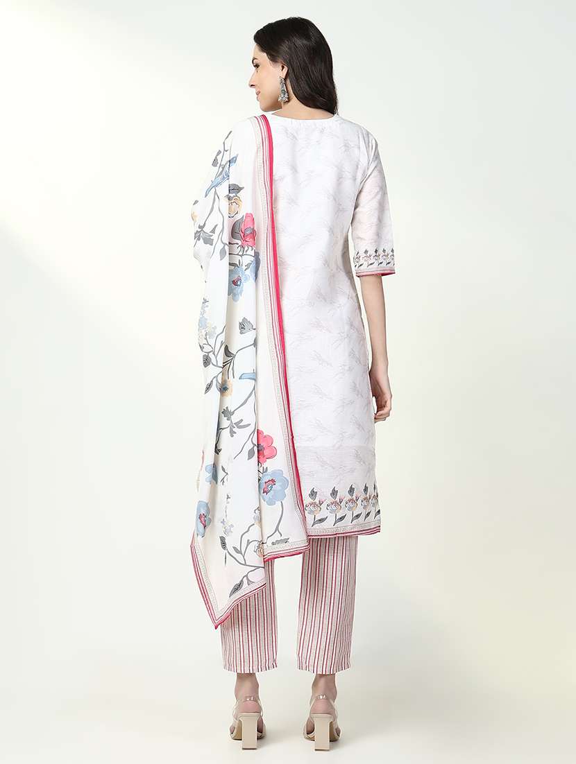 women three quarter sleeve kurta pant with dupatta set - 21632704 -  Standard Image - 5