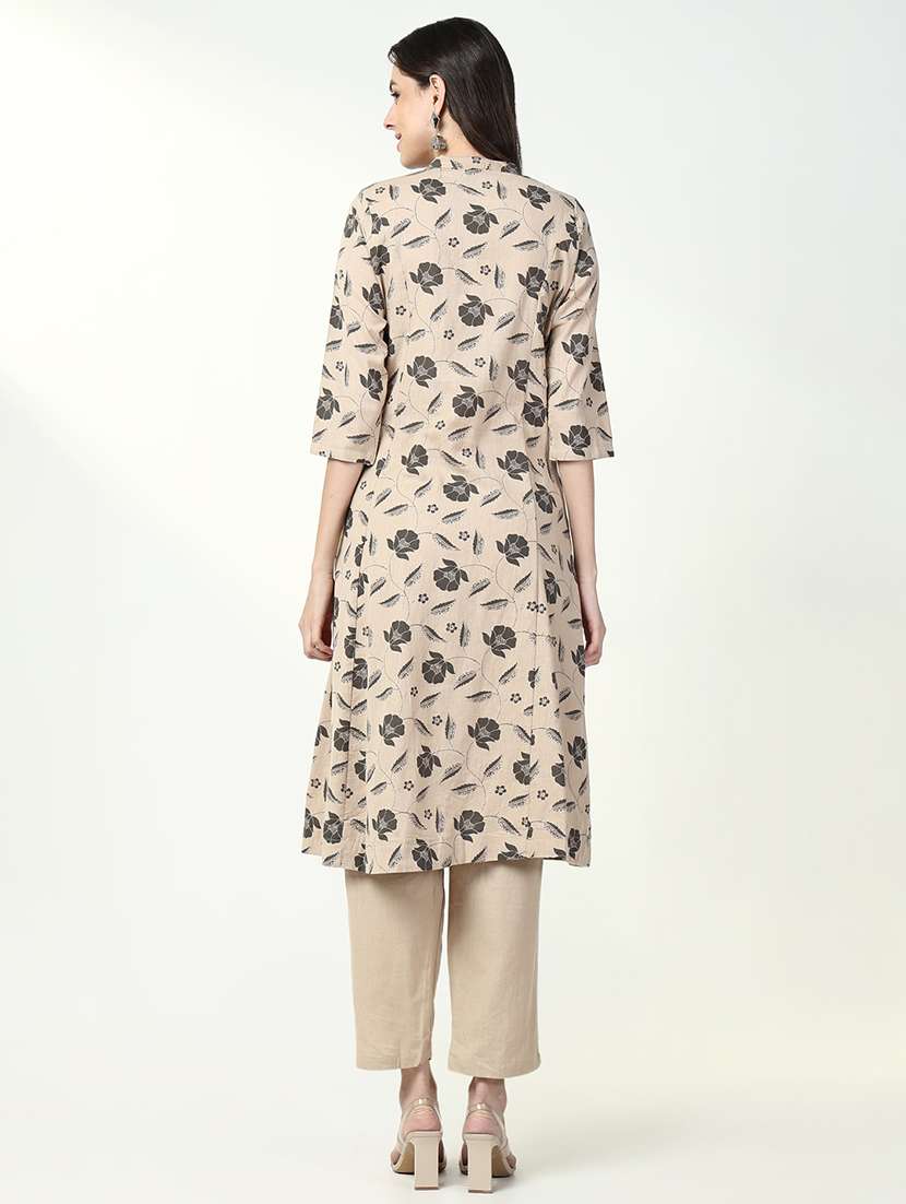 women beige floral kurta pant set - 21632716 -  Standard Image - 5