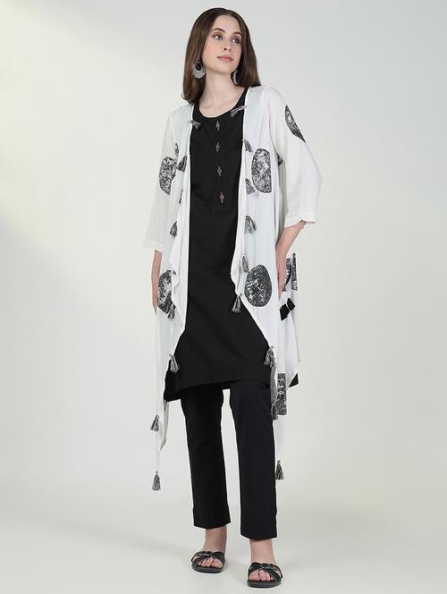 women black solid sleeveless kurta with jacket - 21632729 -  Standard Image - 0