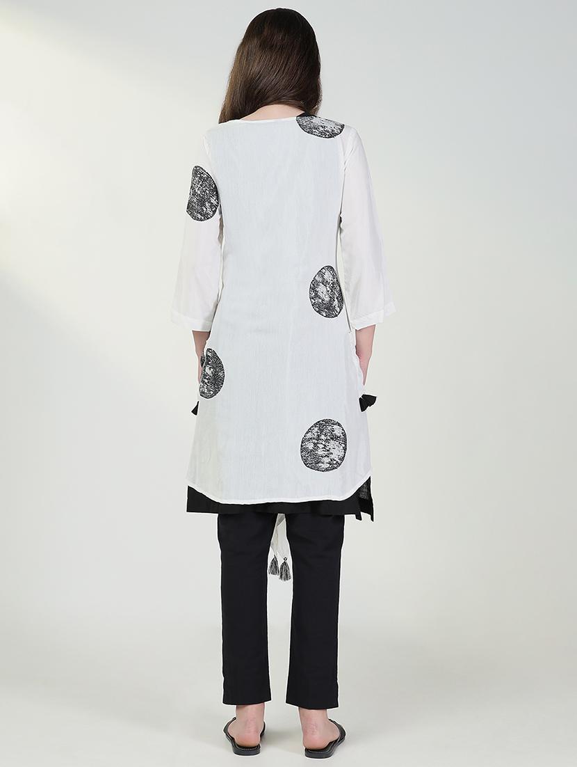women black solid sleeveless kurta with jacket - 21632729 - Standard Image - 3