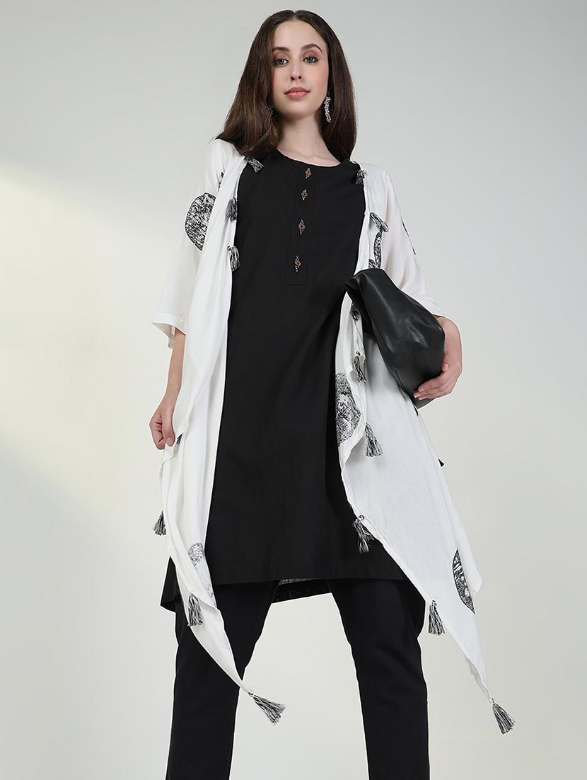 women black solid sleeveless kurta with jacket - 21632729 - Standard Image - 5