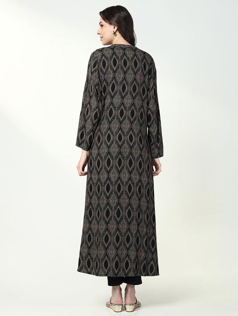 women black embroidered kurta with jacket - 21632735 - Standard Image - 5