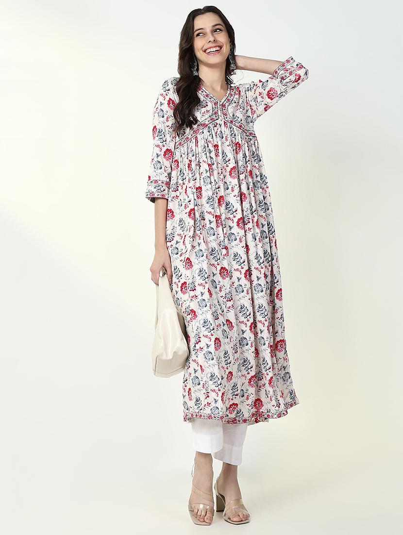 women white floral printed anarkali kurta - 21632742 - Standard Image - 3