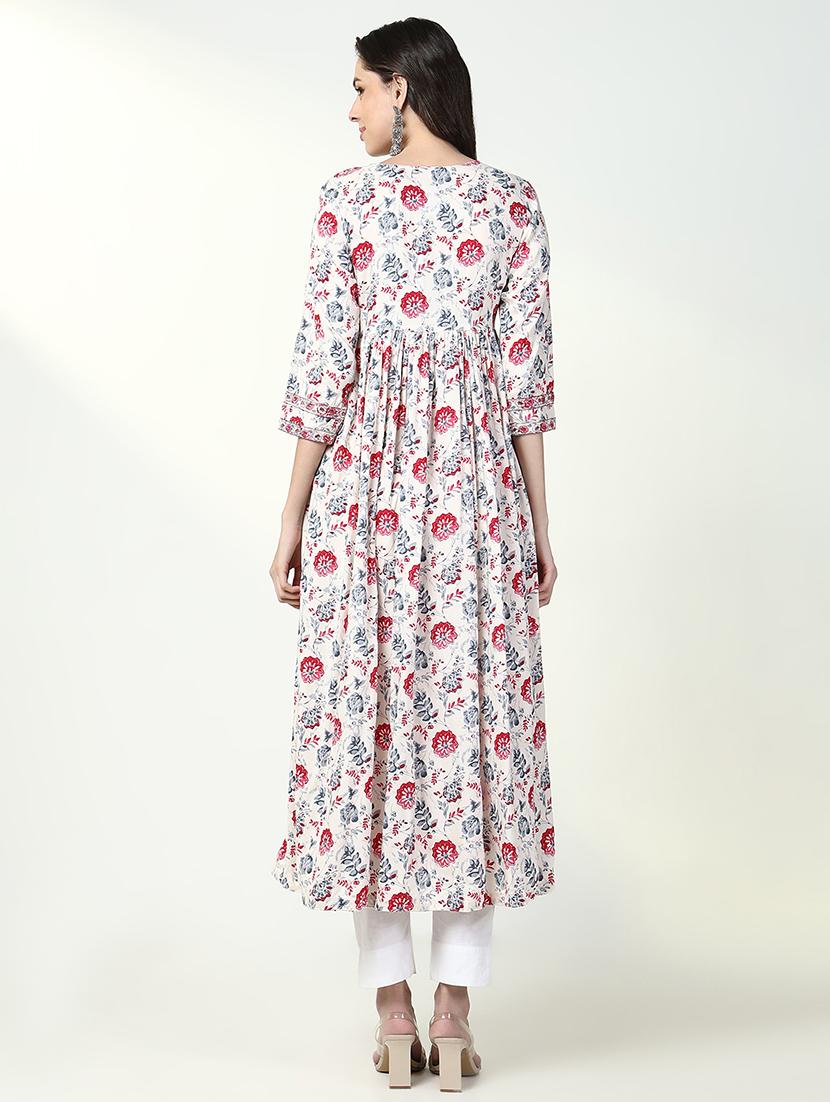 women white floral printed anarkali kurta - 21632742 - Standard Image - 5