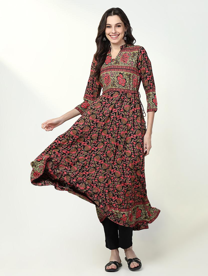 women floral printed three quarter sleeve anarkali kurta - 21632743 - Zoom Image - 0