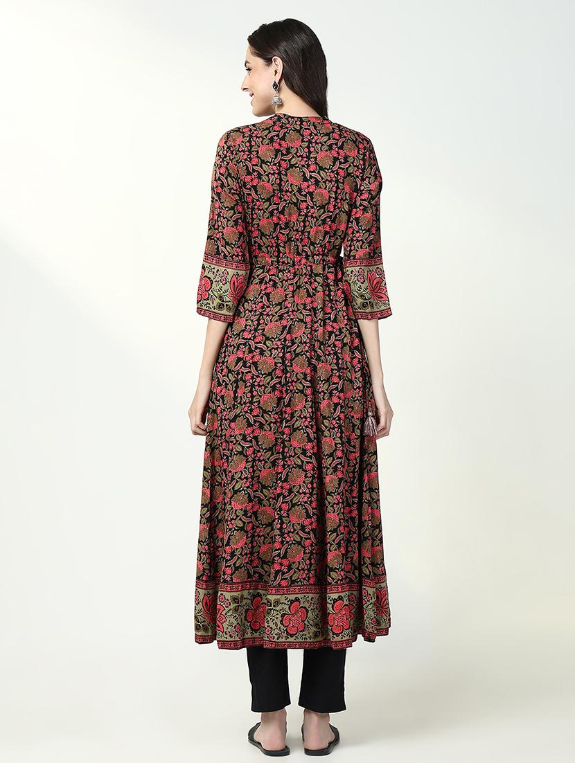 women floral printed three quarter sleeve anarkali kurta - 21632743 - Standard Image - 5