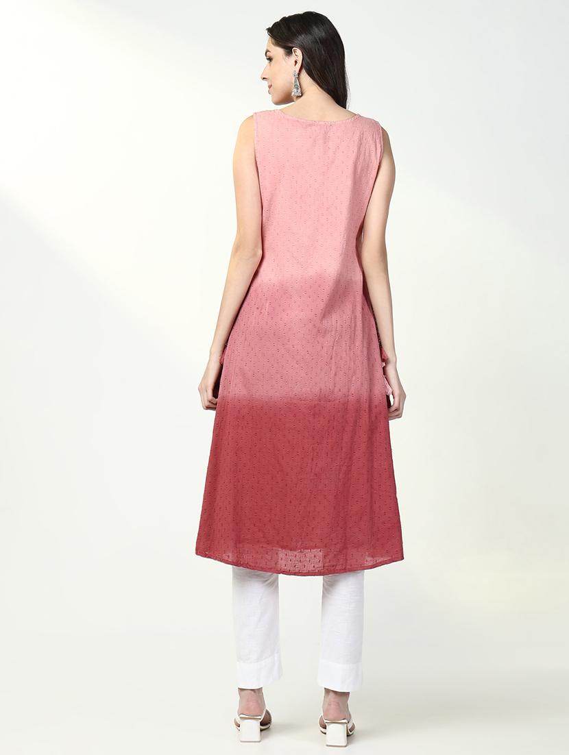 women pink self design sleeveless a-line kurta - 21632745 - Standard Image - 5