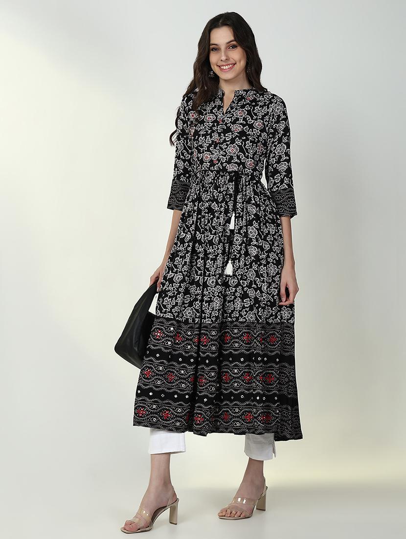 women black floral printed anarkali kurta - 21632748 - Standard Image - 3
