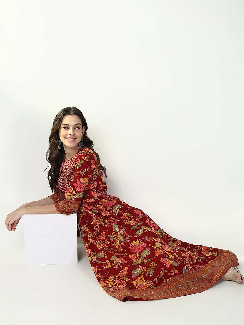 women red floral printed anarkali kurta - 21632753 -  Standard Image - 3