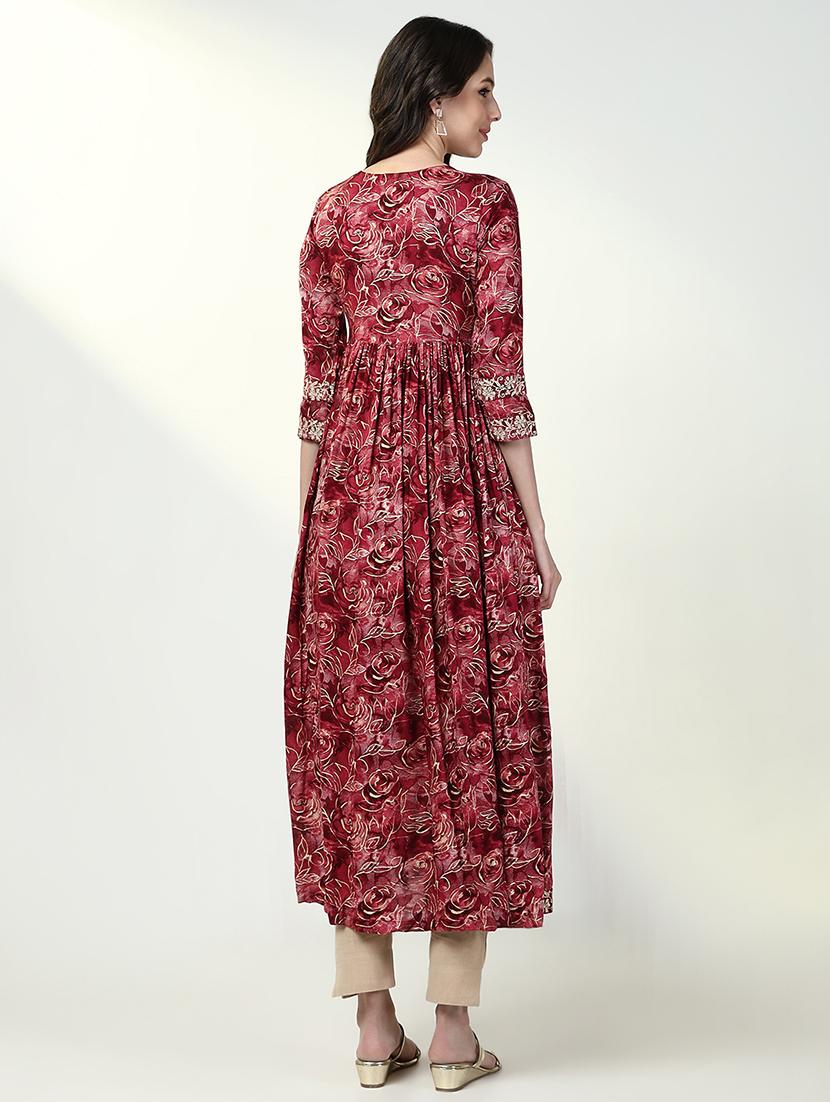 women red floral printed anarkali kurta - 21632756 - Standard Image - 5