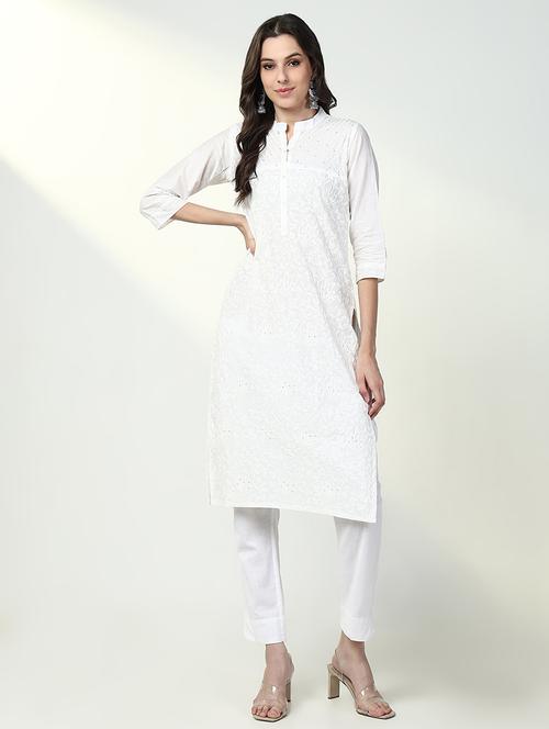 women three quarter sleeve straight kurta - 21632760 -  Standard Image - 0