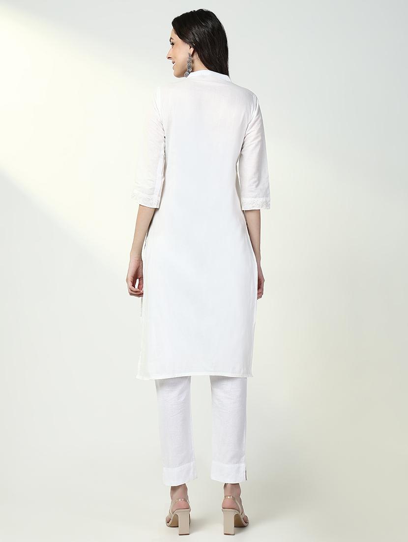 women three quarter sleeve straight kurta - 21632760 - Standard Image - 5