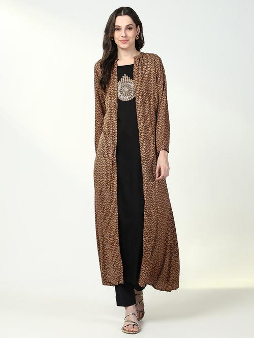 women black embroidered kurta with jacket - 21632762 -  Standard Image - 0