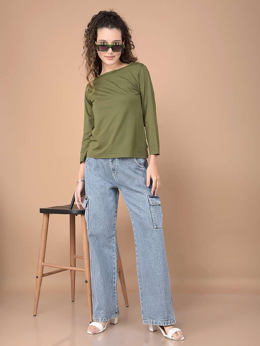 women black solid round neck t-shirt - 21632790 -  Standard Image - 3