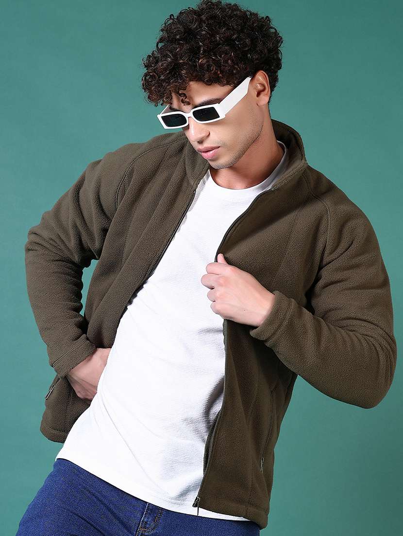 men olive solid long sleeve sweatshirt - 21632822 -  Standard Image - 3