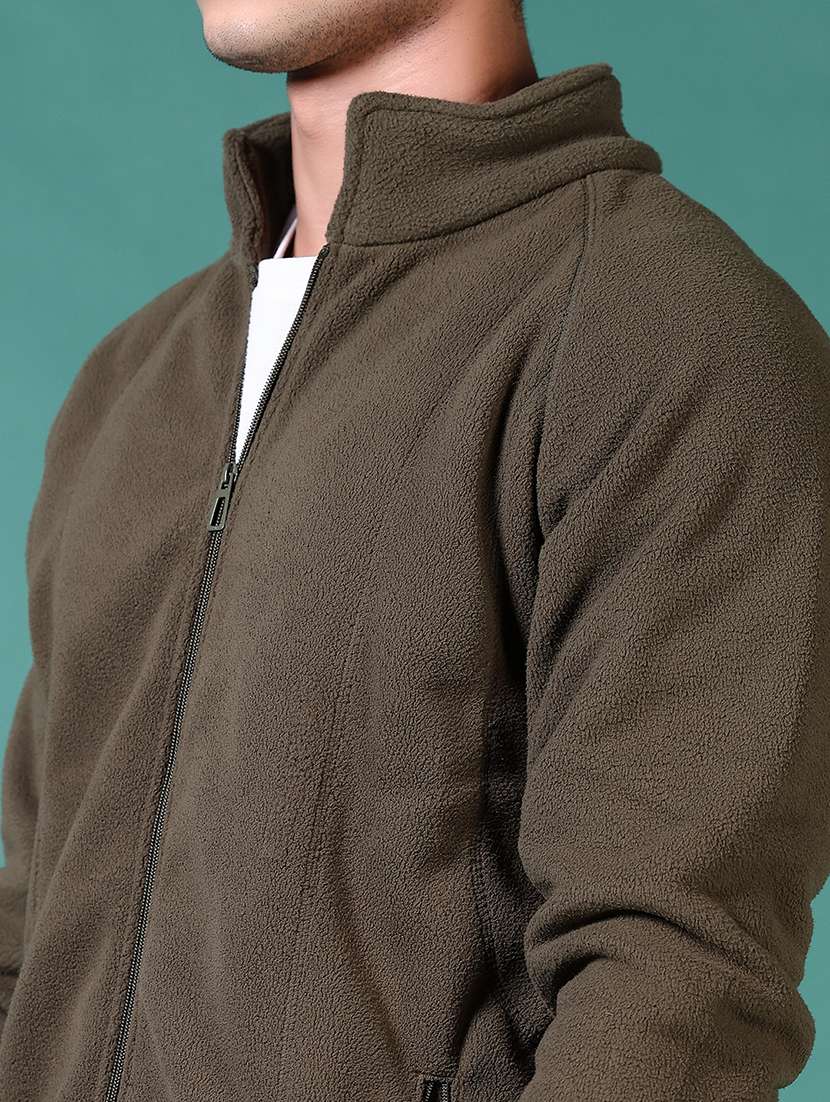 men olive solid long sleeve sweatshirt - 21632822 -  Standard Image - 5