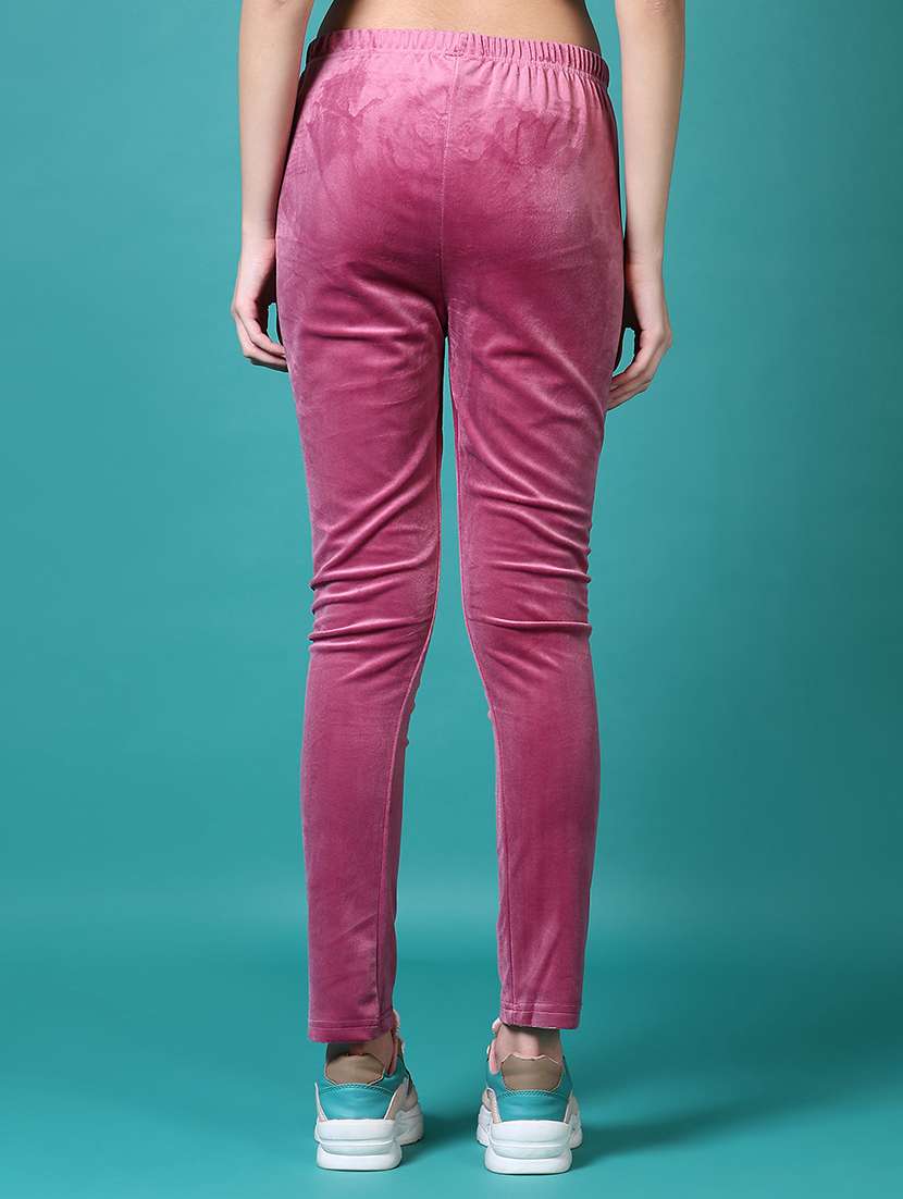 women pink solid full length legging - 21632827 -  Standard Image - 3