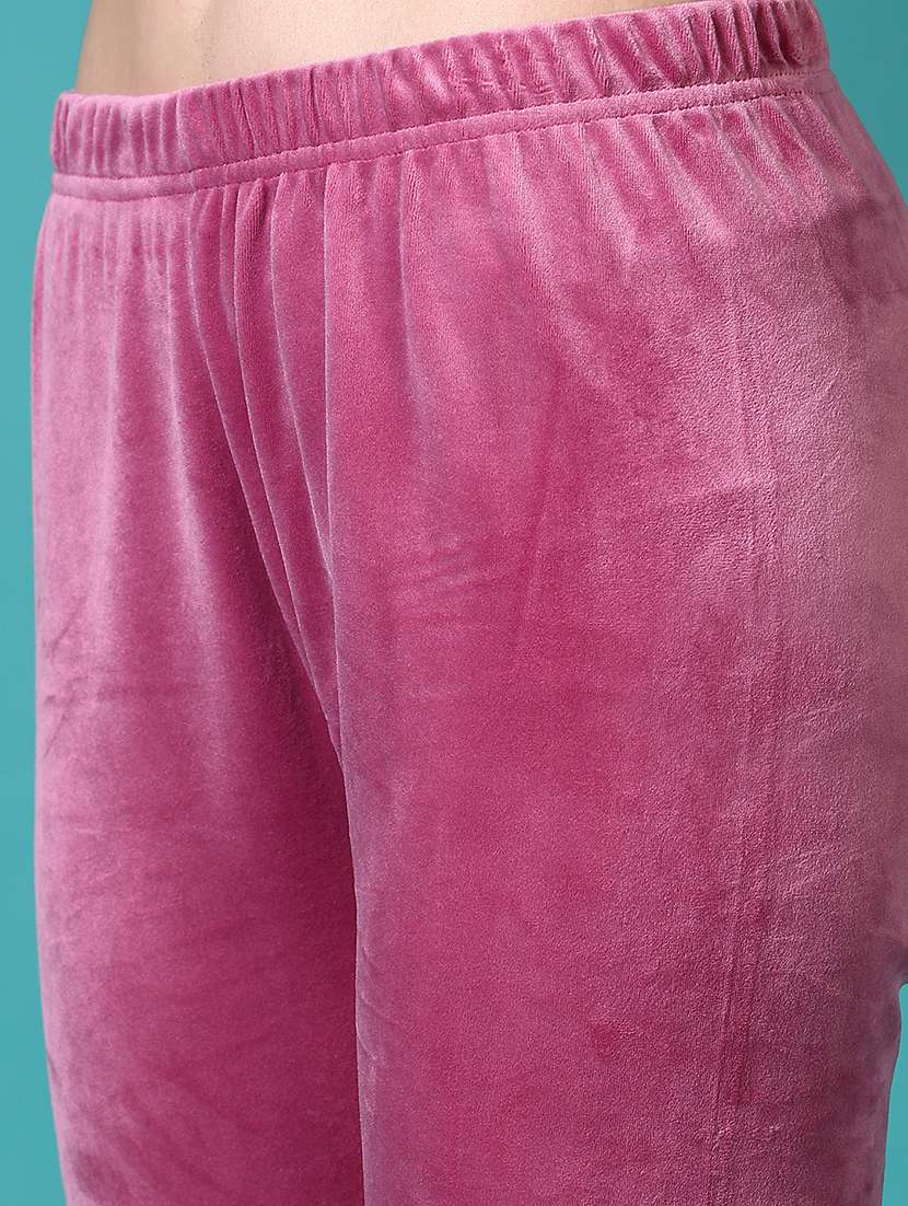 women pink solid full length legging - 21632827 -  Standard Image - 5