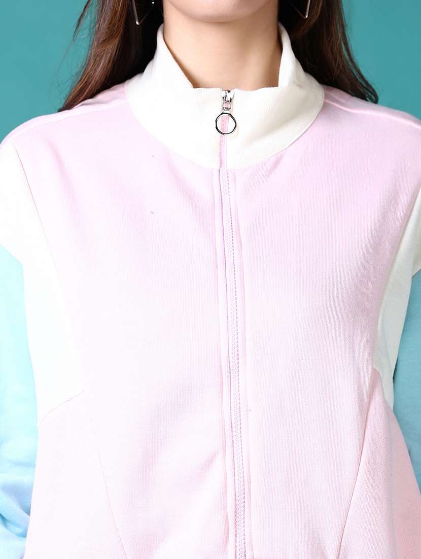women color blocked stand collar sweatshirt - 21632866 -  Standard Image - 5