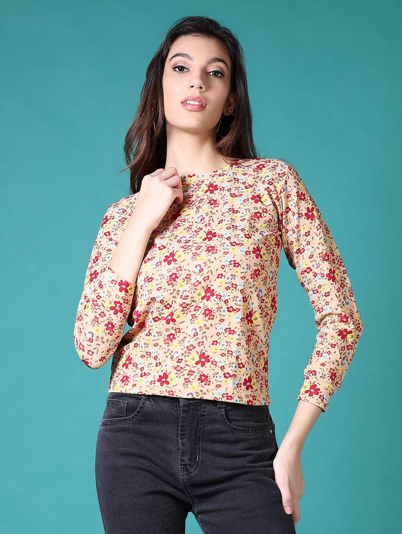 women floral printed long sleeve t-shirt