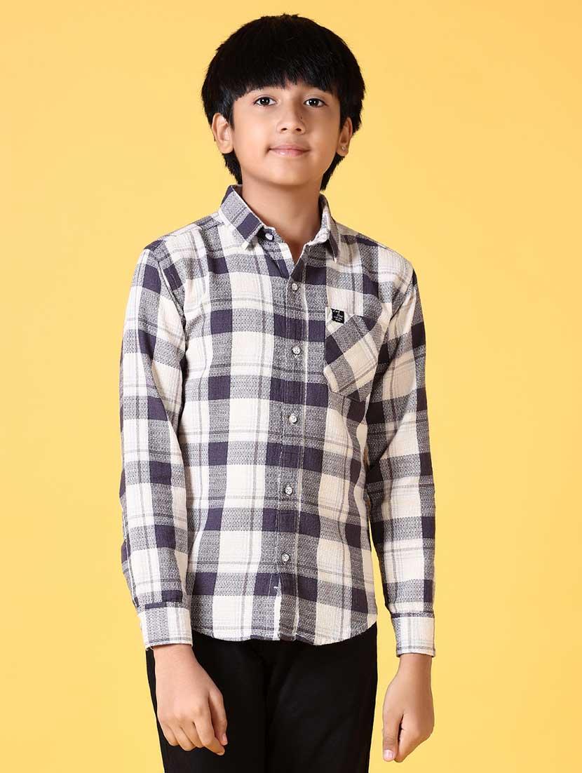 boys long sleeves checkered shirt - 21633395 - Zoom Image - 0