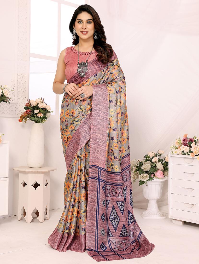 women floral printed saree with blouse - 21634145 - Zoom Image - 0