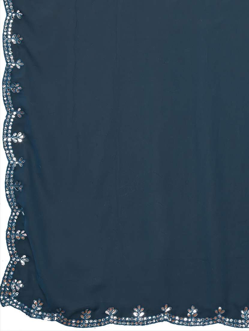 women solid with bordered mirror work saree with blouse - 21634150 - Standard Image - 3