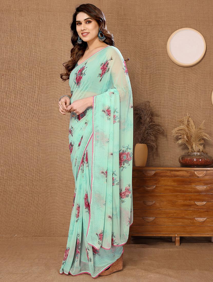 women floral ready to wear saree with blouse - 21634163 -  Zoom Image - 0