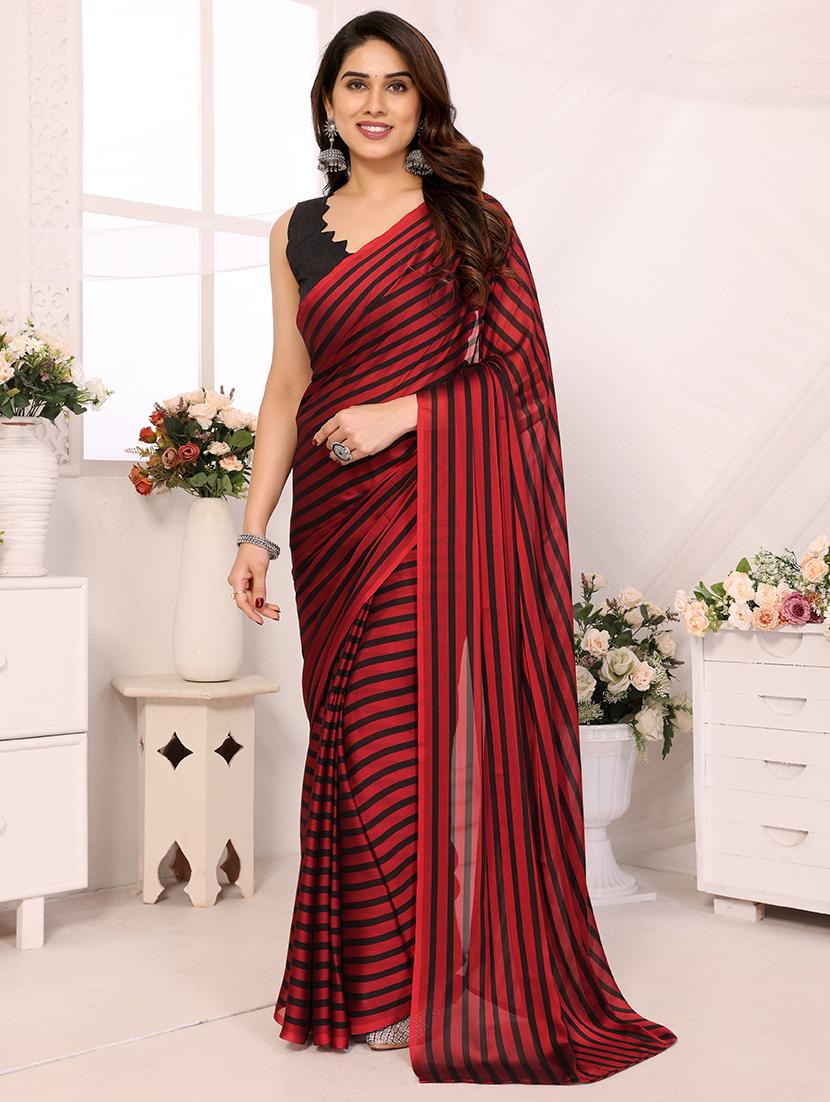 women striped ready to wear saree with blouse - 21634173 - Zoom Image - 0