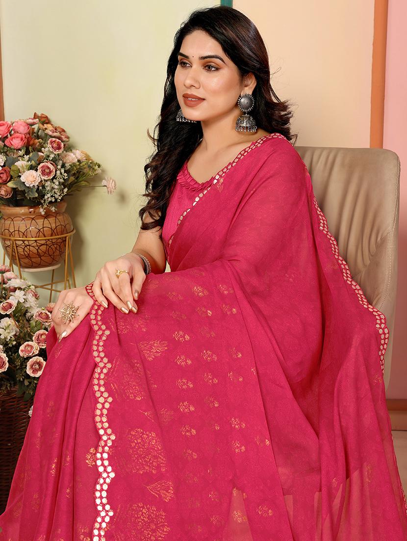 women foil printed saree with blouse - 21634177 - Standard Image - 3