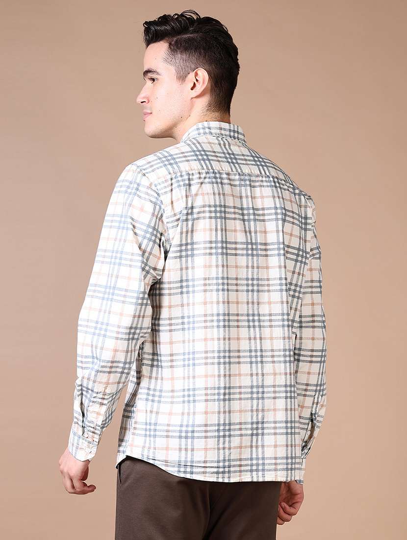 men checkered long sleeve casual shirt - 21634188 -  Standard Image - 3