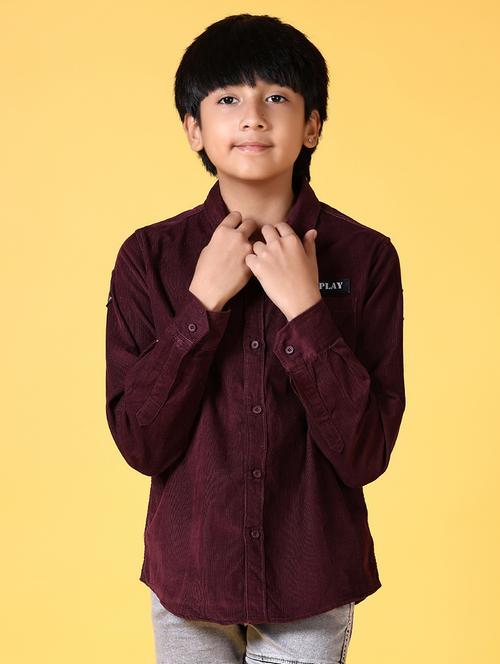 boys solid long sleeve casual shirt - 21634194 - Standard Image - 0