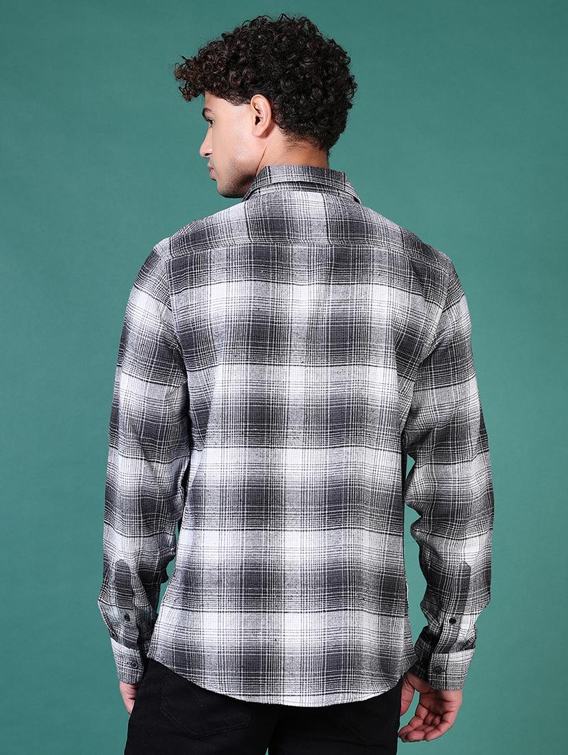 men checkered long sleeve casual shirt - 21634211 - Standard Image - 3