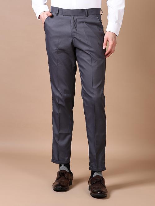 men mid rise solid flat front formal trouser - 21634215 -  Standard Image - 0