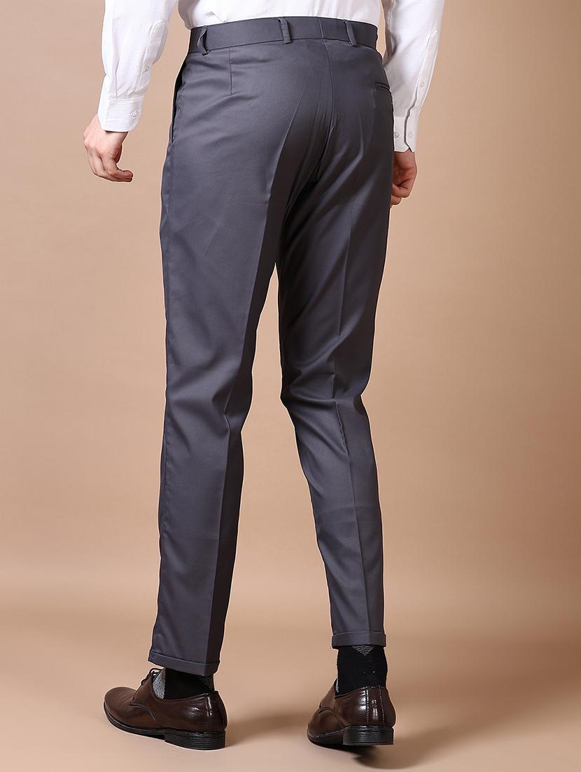 men mid rise solid flat front formal trouser - 21634215 - Standard Image - 3